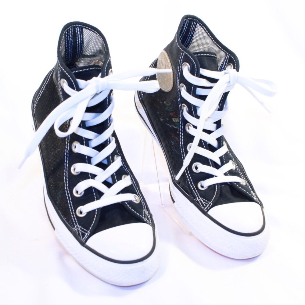Converse Womens Size 7.5 Black Mesh Chuck Taylor See Thru High Tops - 564626C